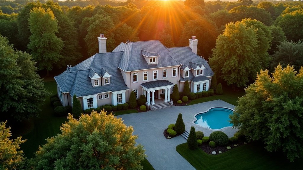 Aerial drone photography of a New Jersey property